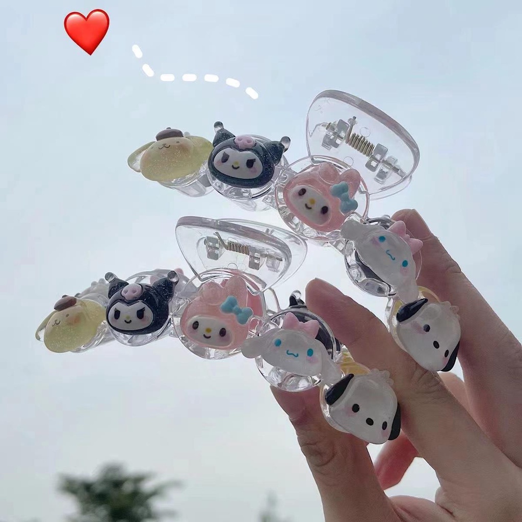 Anime Klip Besar Cinnamoroll Mymelody Kuromi Pompom Purin Kartun Akrilik Anak Hiasan Kepala Jepit Rambut Belakang Kepala Gadis Hadiah