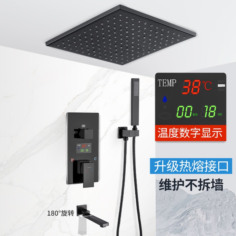 Thermostat Shower Hitam gital Concealed Shower Set Man nng Shower Langit-langit Kanopi Tertanam Tert