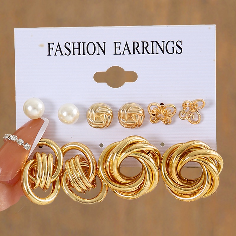 Set Anting Vintage Hati Butterfly Drop Anting Mutiara Emas Perak Untuk Aksesoris Perhiasan Wanita