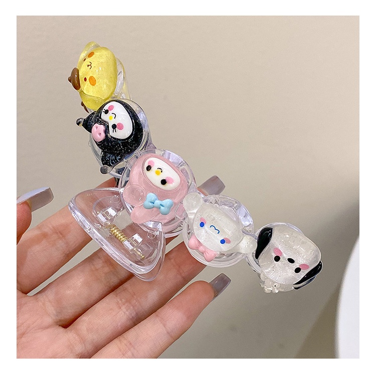 Anime Klip Besar Cinnamoroll Mymelody Kuromi Pompom Purin Kartun Akrilik Anak Hiasan Kepala Jepit Rambut Belakang Kepala Gadis Hadiah