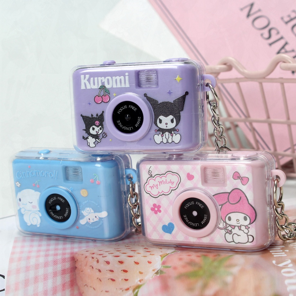 Sanrio Luminous Small Camera Key Ring Pokemon Pikachu Kalung Kamera Liontin Luminous Gantungan Kunci Kamera