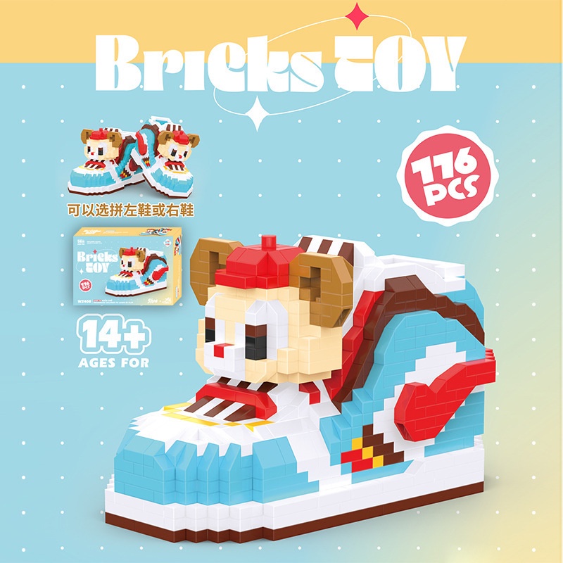 Fashion shoes series building block Mainan Hadiah