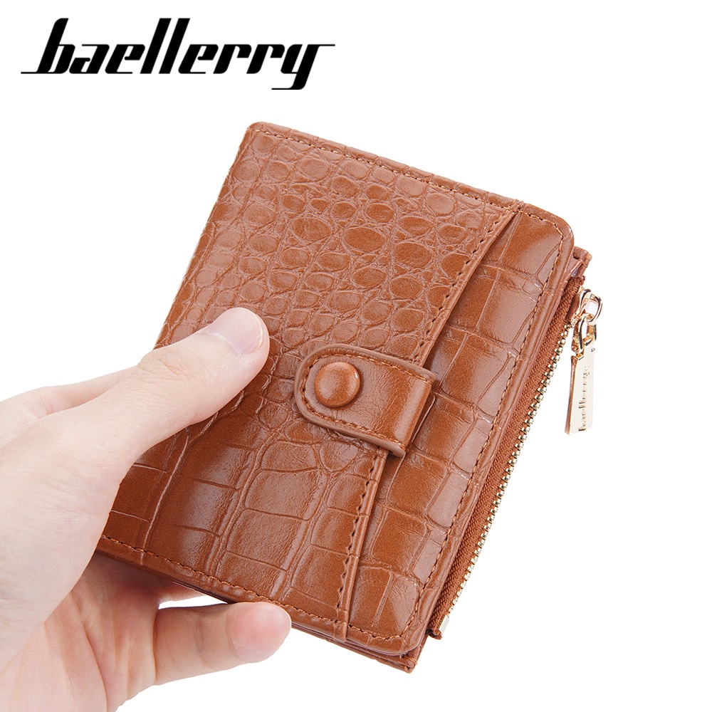 DOMPET LIPAT WANITA KECIL BAELLERRY ORIGINAL KULIT CROCO IMPORT BRANDED HEINE COKLAT WA656B7 KOREA REMAJA KEKINIAN CEWEK SIMPLE MURAH BATAM PREMIUM LUCU MINI SLOT KARTU KOIN