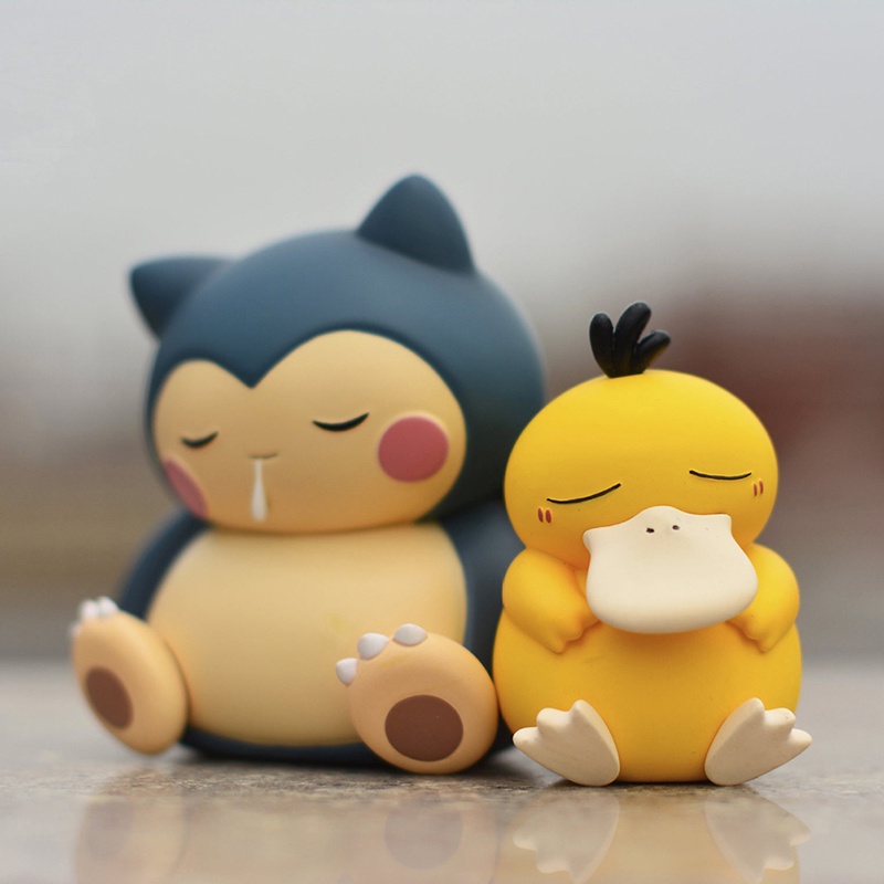 Mini Pokemon Cute Psyduck Snorlax Munchlax Tidur Ver. Kawaii Mainan Action Figure Untuk Anak 5-7cm