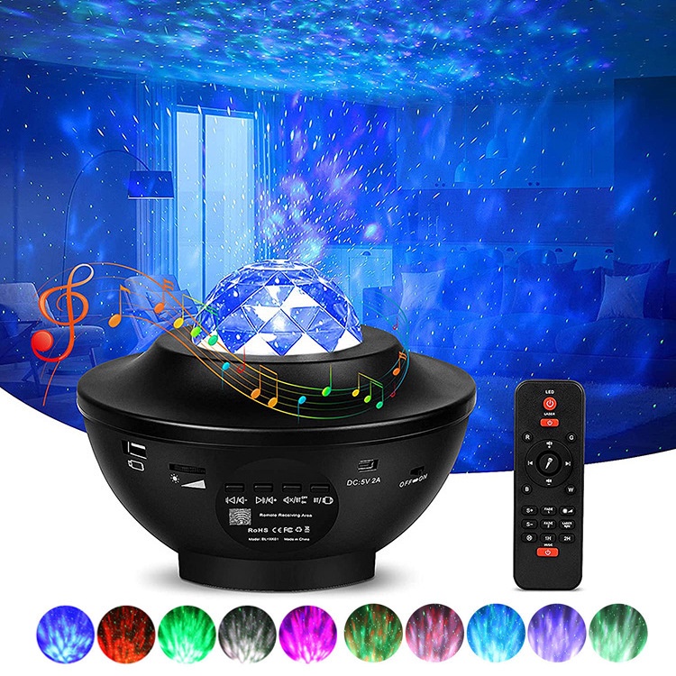 Lampu Proyektor Langit tidur Malam Berbintang LED Star Projection Lamp USB Remote Control Music Bluetooth 2 In 1 untuk Pesta