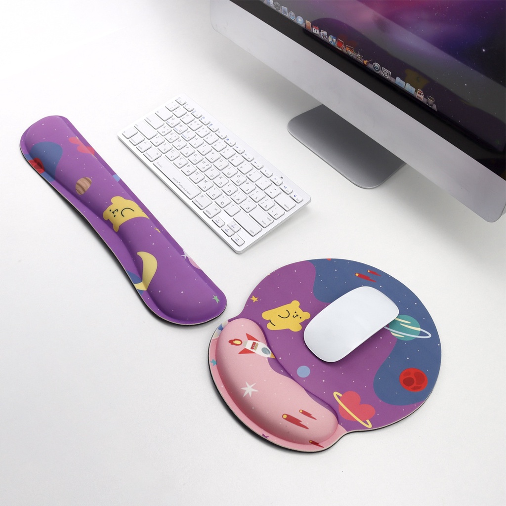 2pcs Bantalan Pergelangan Tangan Bahan Memory Foam Karet Anti Slip Untuk Mouse Pad PC / Laptop