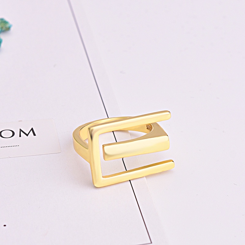 Goldkingdom Fashion Perhiasan Aksesoris Ready Stock Geometris Kecil Berlapis Emas Cincin Wanita Jari Telunjuk Ekor Cincin Perhiasan Pertunangan