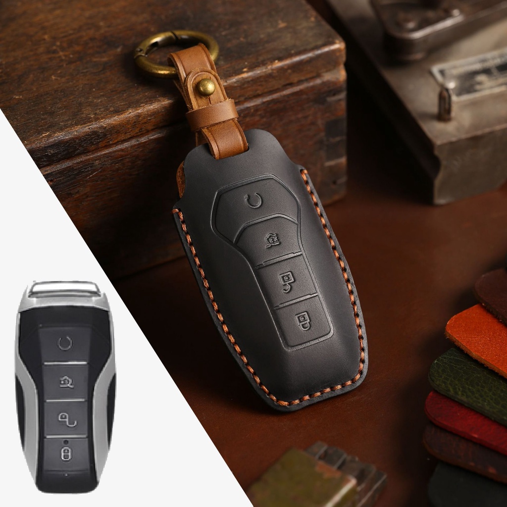 Cover Case Kunci Mobil Bahan Kulit Crazy Horse Untuk BYD Han Ev Tang Dm/Qin PLUS/Song Pro/MAX/Yuan Buckle Keychain