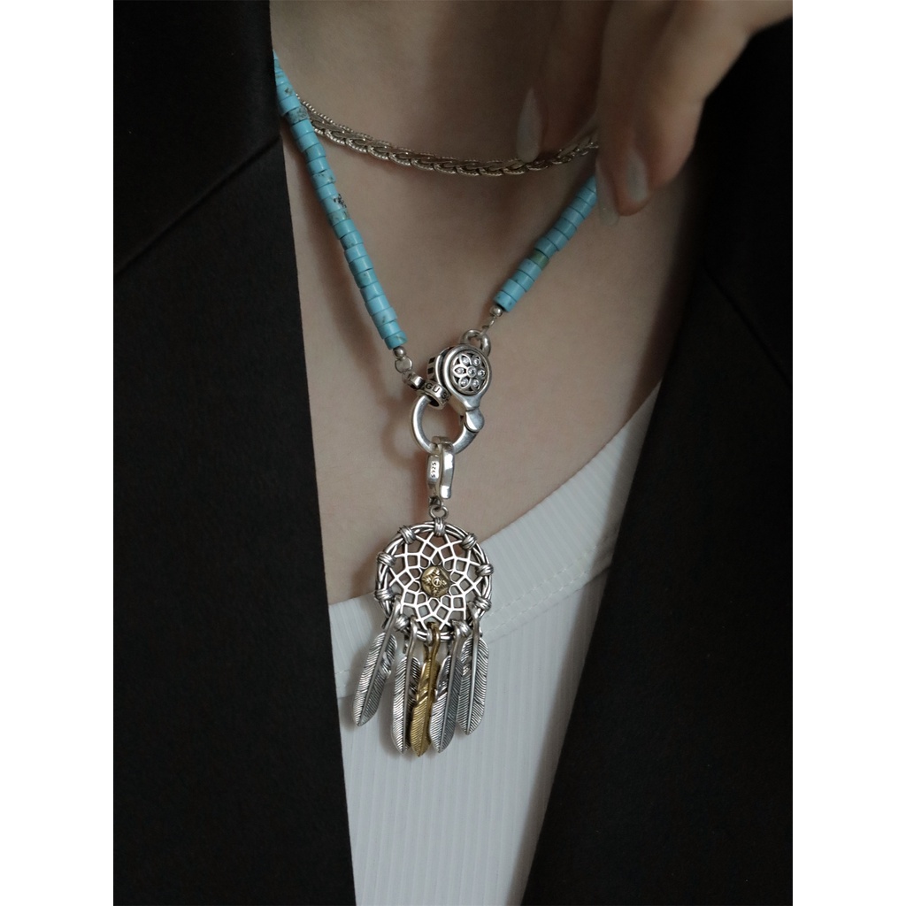 Goldkingdom Aksesoris Perhiasan Fashion Ready Stock Emas Dan Perak Kontras Dream Net Pendant Niche Design Sense Vintage