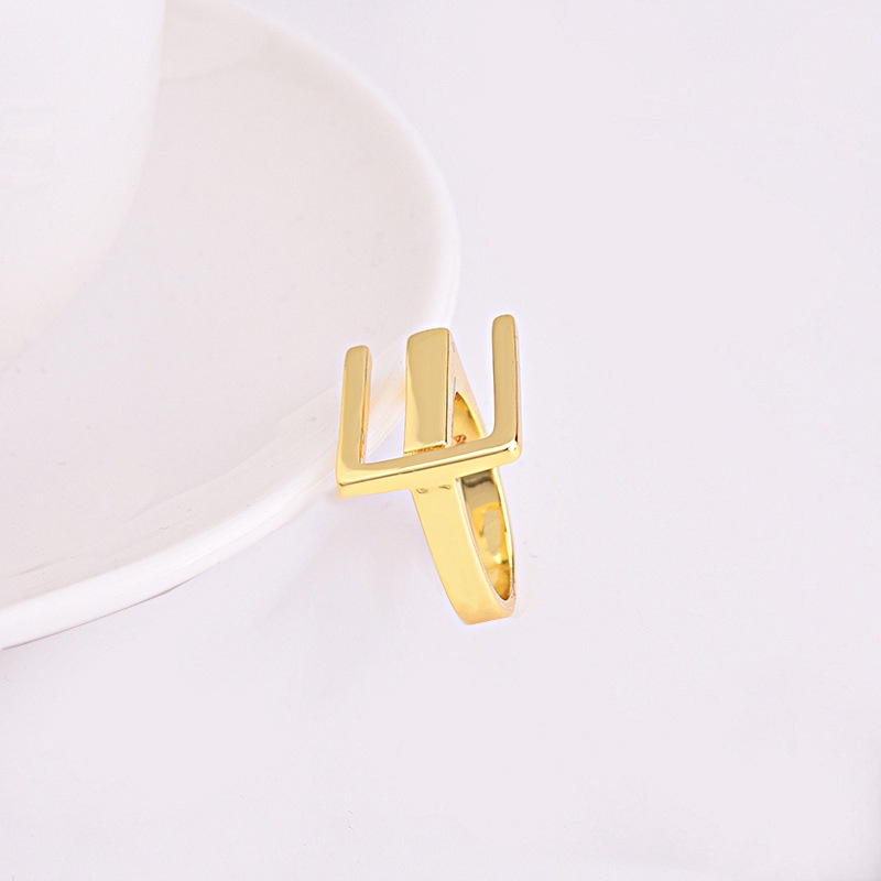 Goldkingdom Fashion Perhiasan Aksesoris Ready Stock Geometris Kecil Berlapis Emas Cincin Wanita Jari Telunjuk Ekor Cincin Perhiasan Pertunangan