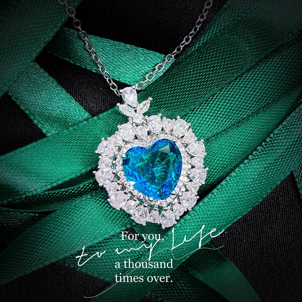 Goldkingdom Aksesoris Perhiasan Fashion Ready Stock Cross-border Siaran Hidup Cinta Inlay Simulasi Liontin Warna-Warni Simulasi Emerald Love Ruby Kalung.