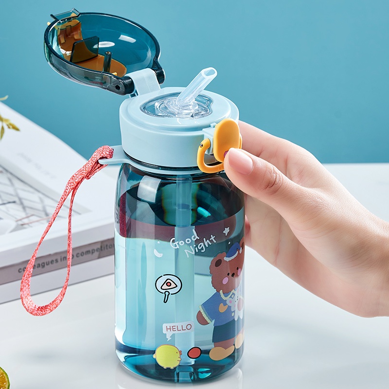 Cangkir Sippy Air Anak Dengan Sedotan Kartun Botol Air Anti Bocor Botol Minum Portabel Luar Ruangan Anak Lovely Cup