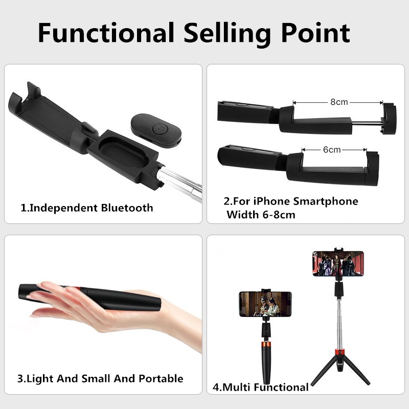 Tripod Bluetooth Y9 Selfie Stick Phone Holder Foldable Wireless Remote Control Tongsis 360° Youtuber Live Broadcast Vlog Multifungsi Selca Monopod