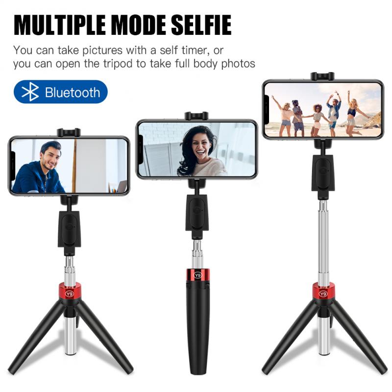 Tripod Bluetooth Y9 Selfie Stick Phone Holder Foldable Wireless Remote Control Tongsis 360° Youtuber Live Broadcast Vlog Multifungsi Selca Monopod