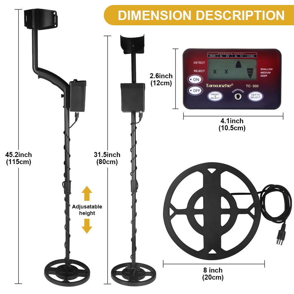 Detektor Logam TC-300/Detektor Emas/Metal Detector/Pencari Harta Karun