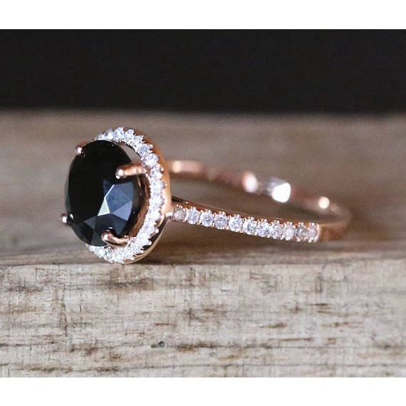 Goldkingdom Aksesoris Perhiasan Fashion Ready Stock Gaya Baru Bertatahkan Batu Permata Hitam Sintetis Berlapis Rose Gold Cincin Dengan Micro Eropa Dan Amerika Bertatahkan Penuh Perhiasan Berlian