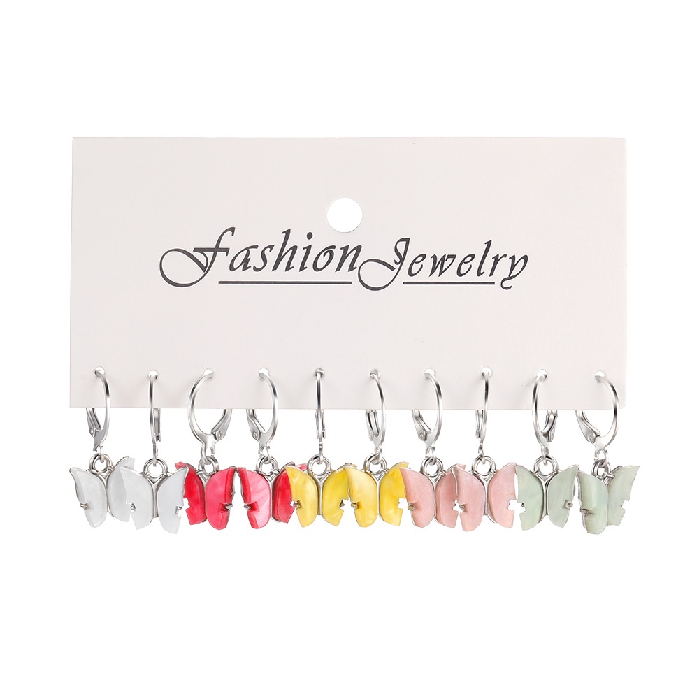 Set Anting Kupu-Kupu Resin Warna-Warni Sederhana Untuk Wanita Kreatif Lucu Anting Perhiasan Aksesoris Hadiah Pesta