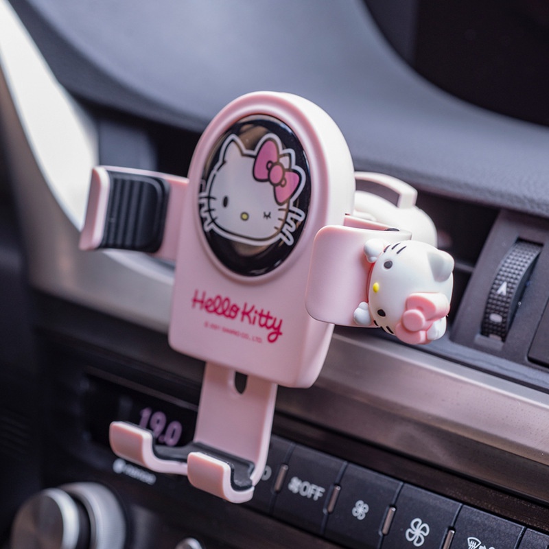 Stand Navigasi Mobil Gravitasi Hello Kitty Kitty Kartun Lucu Telepon Dukungan Outlet Udara Universal