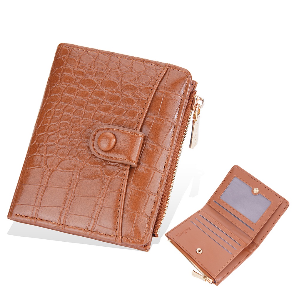 DOMPET LIPAT WANITA BAELLERRY ORIGINAL IMPORT KULIT CROCO COKLAT HEINE WA656B7 KOREA REMAJA KECIL MINI SLOT KARTU KOIN KEKINIAN CEWEK SIMPLE MURAH BRANDED BATAM PREMIUM LUCU