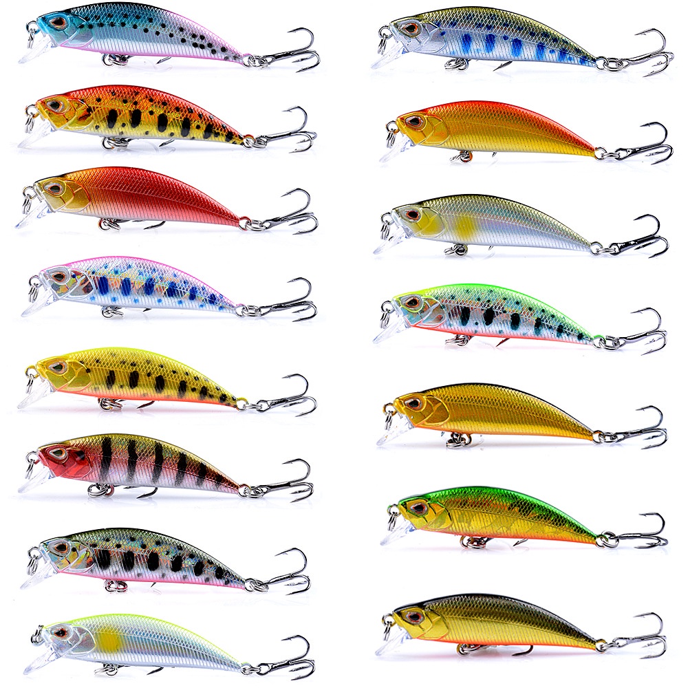 1pcs Colorful Fishing Lure 5g/5cm Ikan Kecil Tenggelam 3D Mata Laser Troli Plastik Buzz Umpan Dengan 2kait Treble