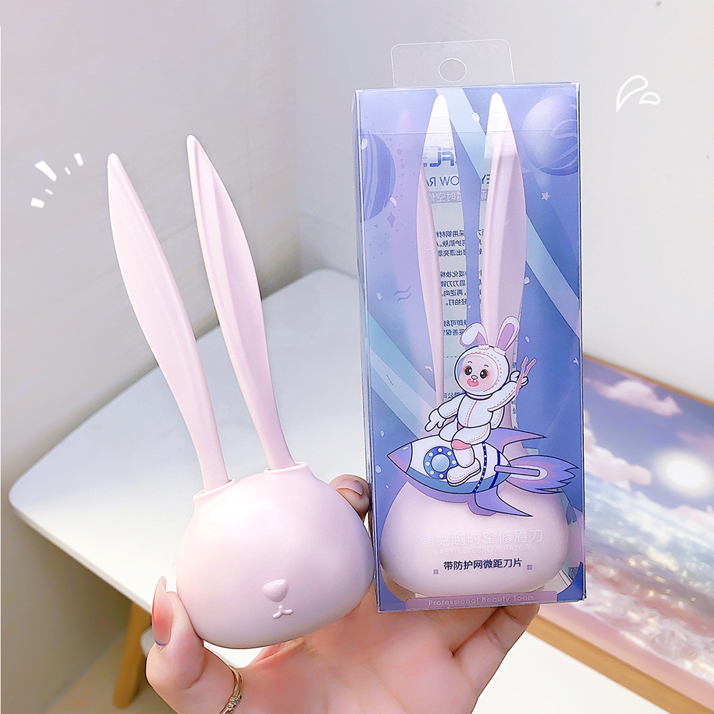 2pcs Set Scraper Alis Pengaman Pemangkas Alis Kelinci Kreatif Alat Kecantikan Untuk Pemula