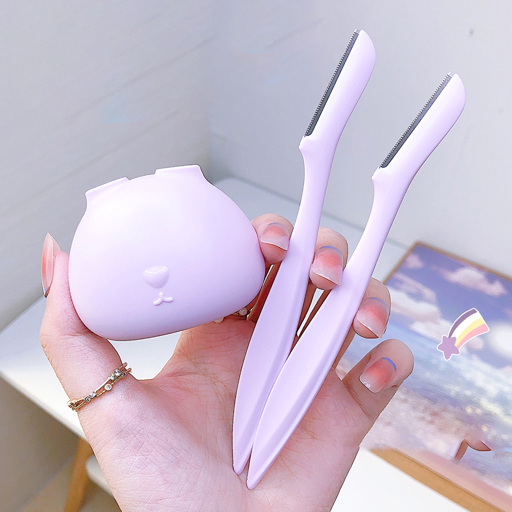 2pcs Set Scraper Alis Pengaman Pemangkas Alis Kelinci Kreatif Alat Kecantikan Untuk Pemula