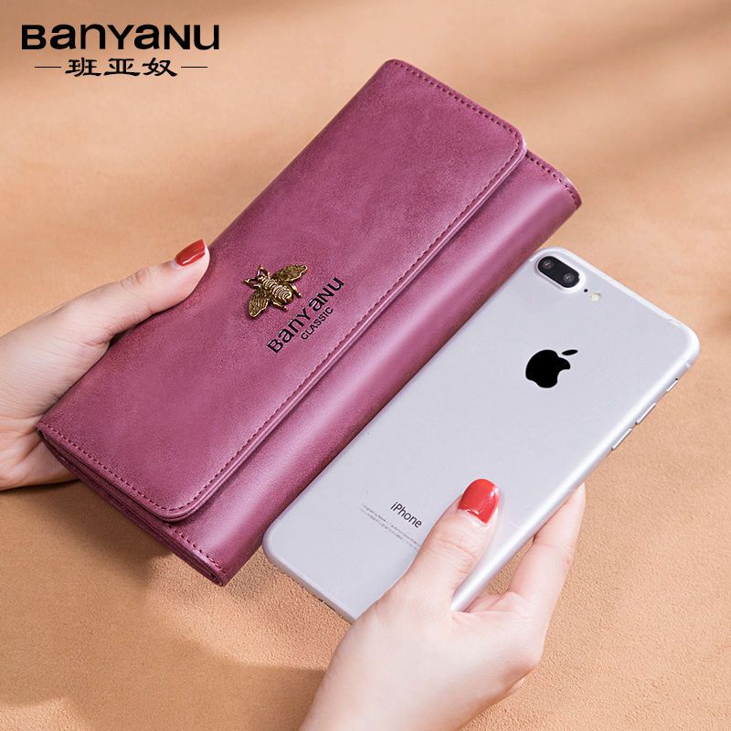 Sera Dompet Panjang Wanita Bagian 2023 Gaya Korea Baru Kulit Sapi Multi-Kartu Fungsi Dompet Fashion Retro Wanita Kopling tas