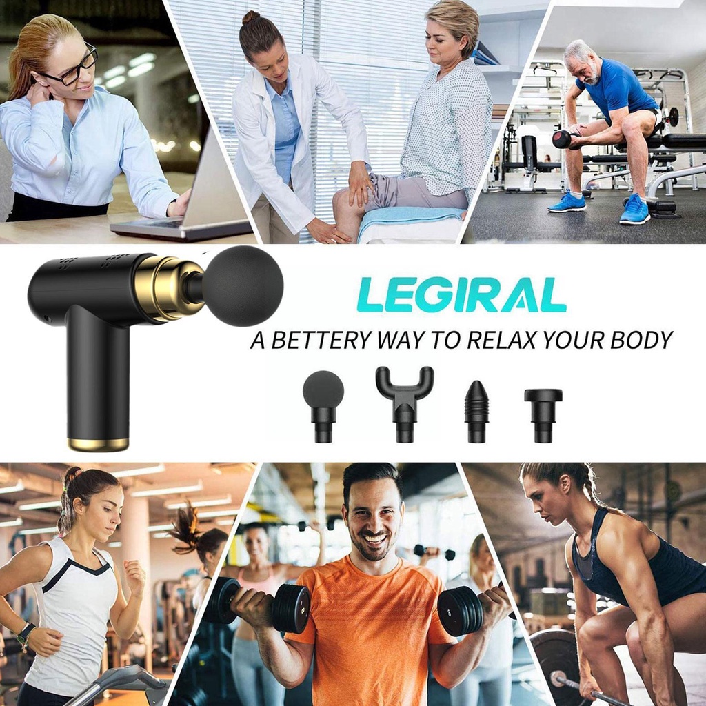 【COD】4 IN 1 Massage Gun Alat Pijat Getar Elektrik/Massage Gun Alat Pijat Elektrik/Alat Pijat Punggung Deep Tissue Muscle Massager Gun