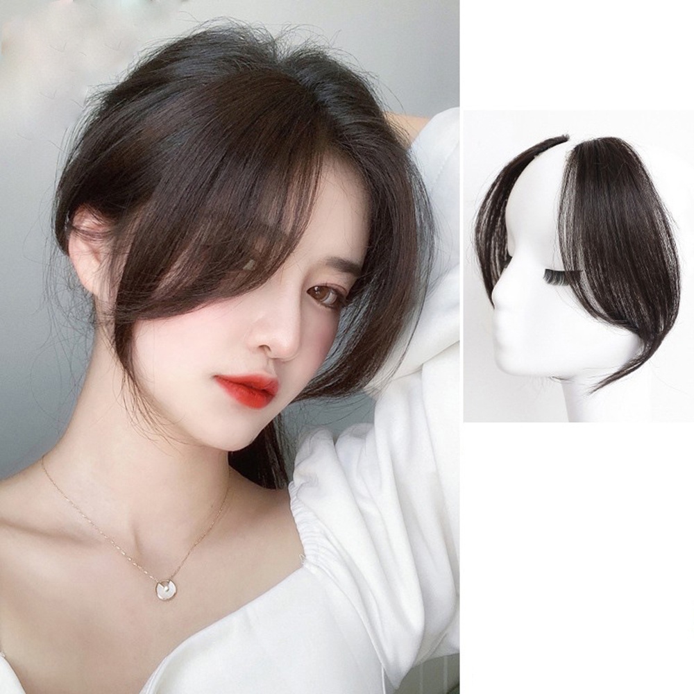 2pcs Potongan Wig Poni Karakter Tak Terlihat Alami Untuk Wanita Dahi Poni Palsu