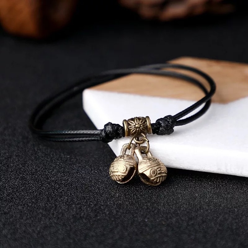 Gelang Kaki Fashion Braided Gaya China Bell Manik-Manik Adjustable Anklet Untuk Aksesoris Perhiasan Wanita