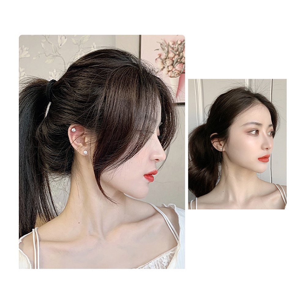 2pcs Wanita Gadis Poni Samping Wig Piece Show Small Face Sopak Rambut Ekstensi