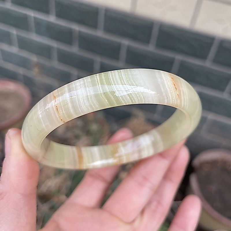 Wide women's bracelet, square-shaped jadeite bangle, ice jade, elegant white jade bracelet, popular 