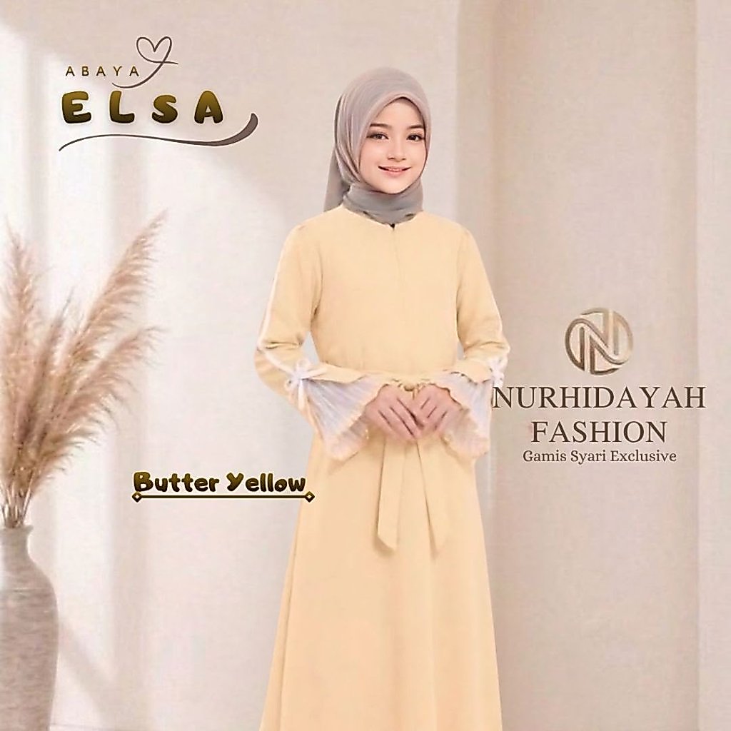 Gamis Abaya Elsa Kids Anak Tanggung 6-15 Tahun Bahan Sabrina Anti UV Tile pita satin Baju Lebaran Te