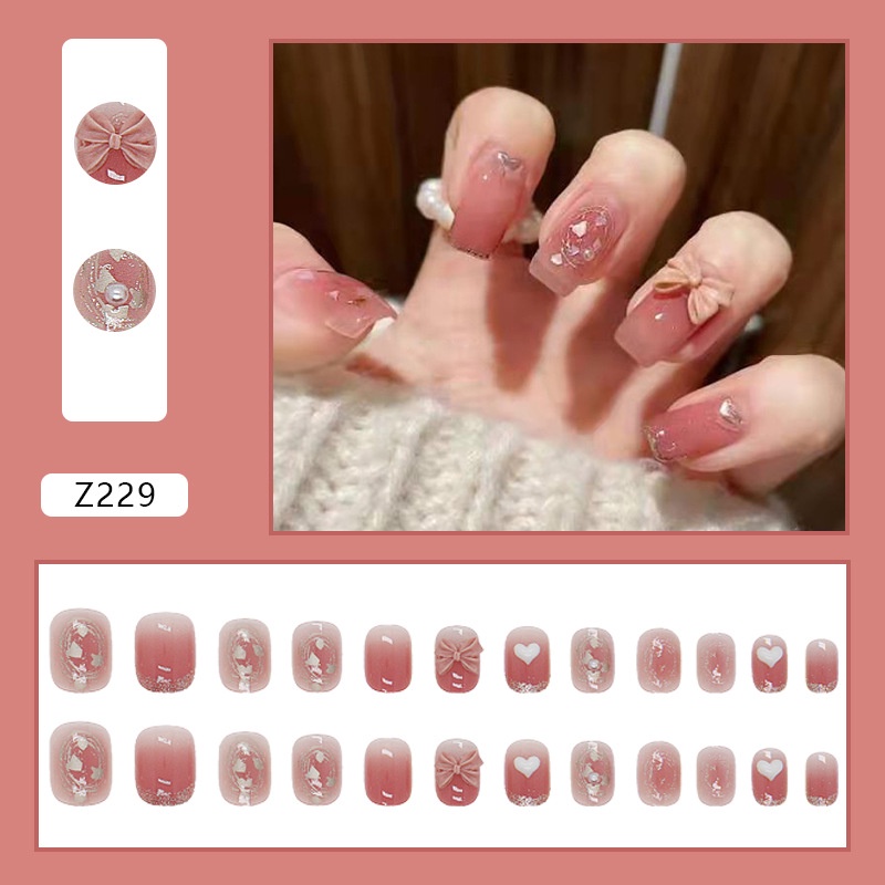 Divine 24 Pcs Kuku Palsu Dan Lem Fake Nail Art 3d Kuku Palsu Tahan Air 24 Pcs Kotak Free Lem