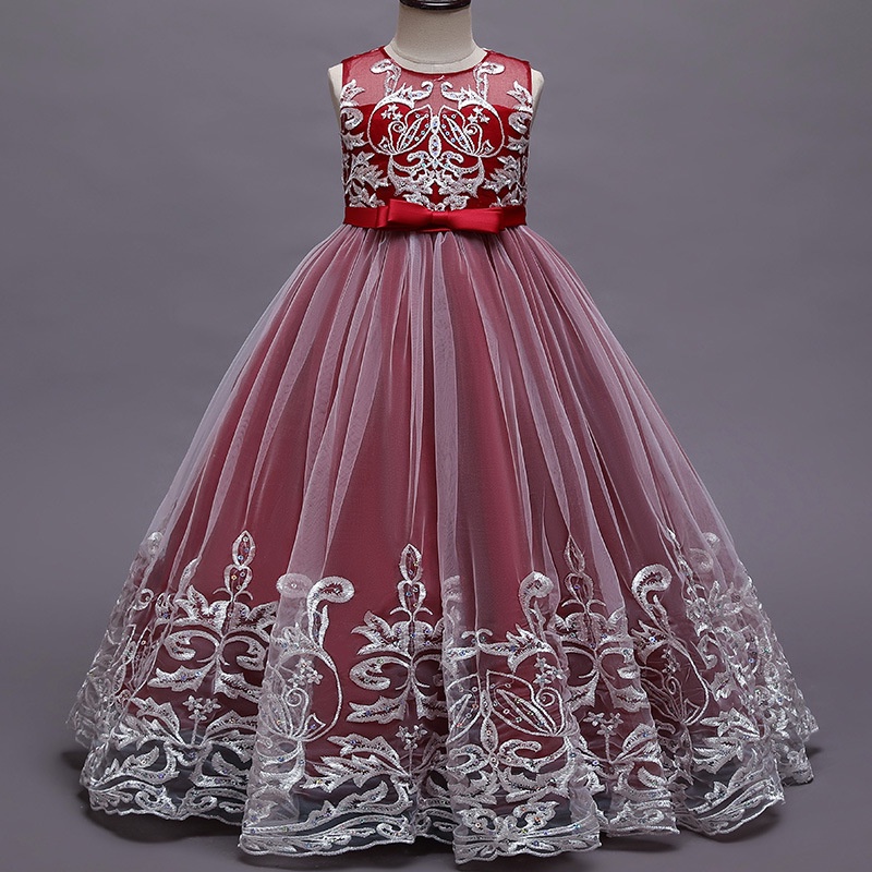 Lasser bairam Gorgeous Long Unicorn Dress Gold Maroon Navy Red Dress Pesta Anak Perempuan