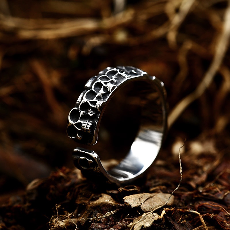 Gaya Vintage Gothic Tengkorak Cincin Perak Baja Titanium Pria Punk Fashion Perhiasan Aksesoris Jari Rings