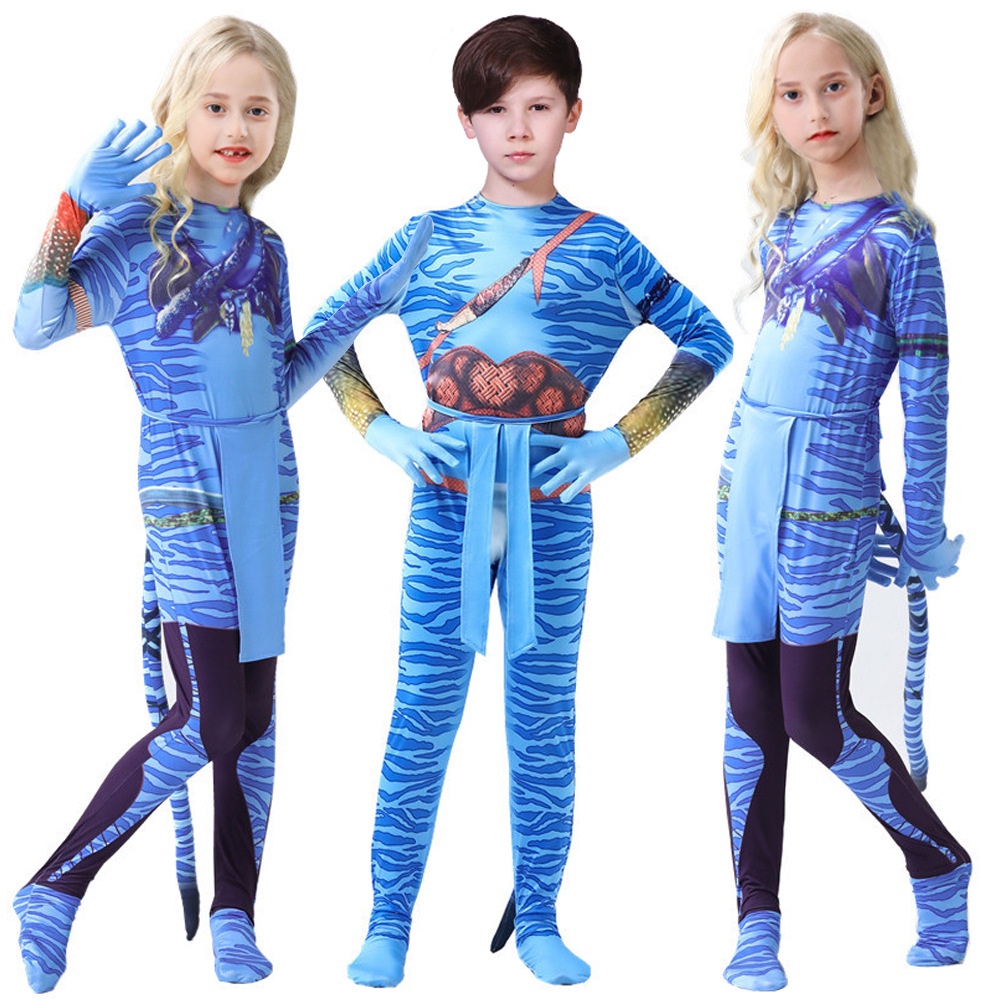 Avatar 2 Cospaly Bodysuit Costumes anak Laki-laki Cosplay Hot Movie Avatar2 Costume Suit Halloween Costume Anime Clothes