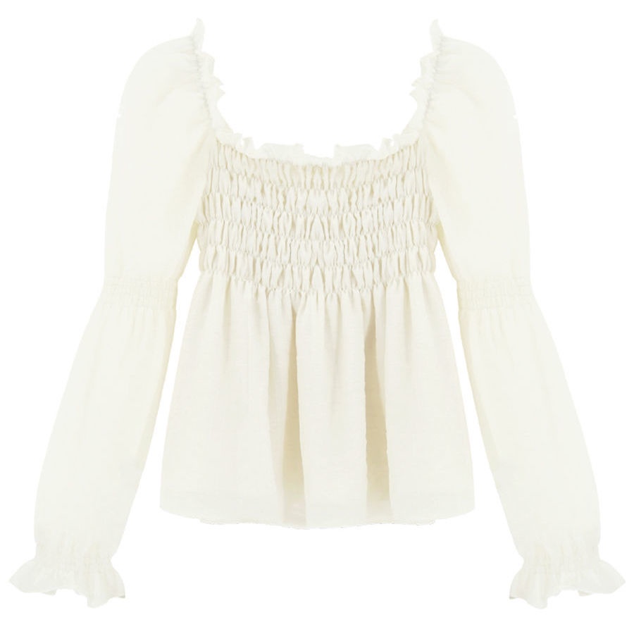 Red Satu bahu tipis dan manis kemeja sifon pengurangan usia wanita kemeja boneka eksplosif 2022 musim semi dan musim panas baru yang chic kemeja kecil peri super