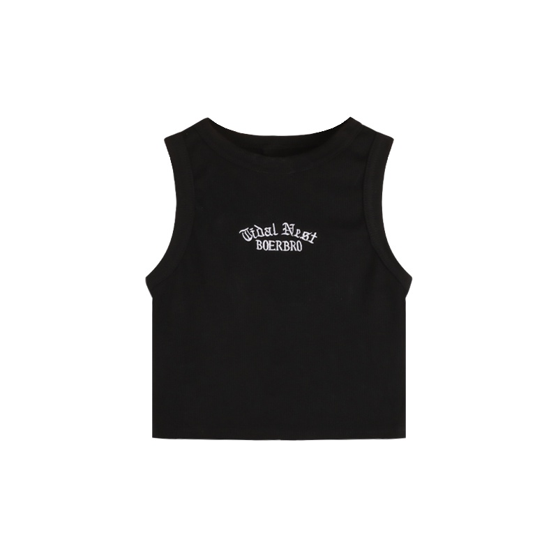 Red Seksi Pendek Berbentuk I Hitam Rompi Dalam Wanita Musim Panas Spice Girls Slim Luar Memakai Suspender Tanpa Lengan Dibungkus Dada Top