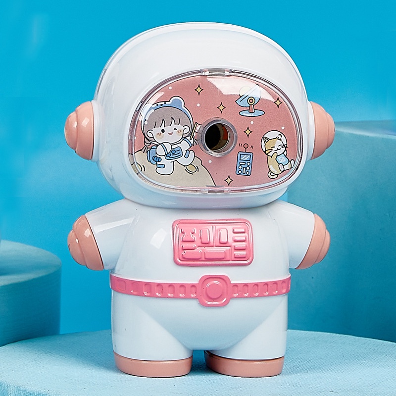 Kartun Astronot Handheld Manual Pensil Sharpeners Kawaii Lucu Perlengkapan Sekolah Alat Tulis Pengasah Mekanik Untuk Hadiah Anak