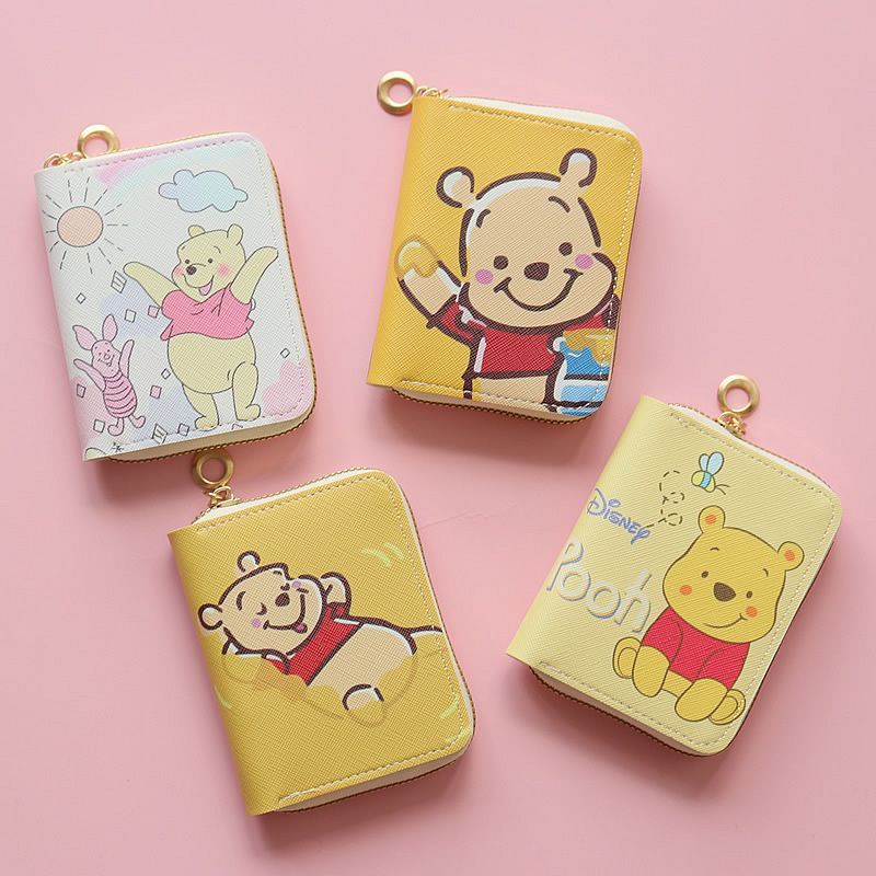 Sera Winnie the Pooh kecil segar kartun gadis kecil Jepang lucu dompet dompet koin ritsleting pendek in