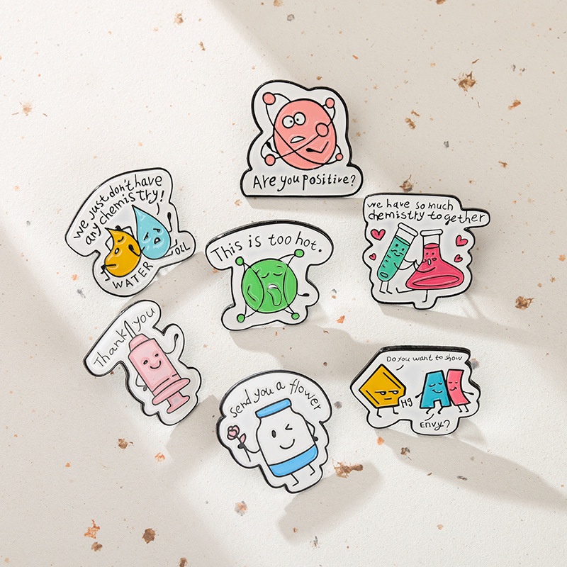 Kartun Sains Enamel Asli Pin Lucu Matematika Kimia Struktur Molekul Bros Lencana Kerah Pin Sains Perhiasan Hadiah Untuk Anak-Anak Siswa