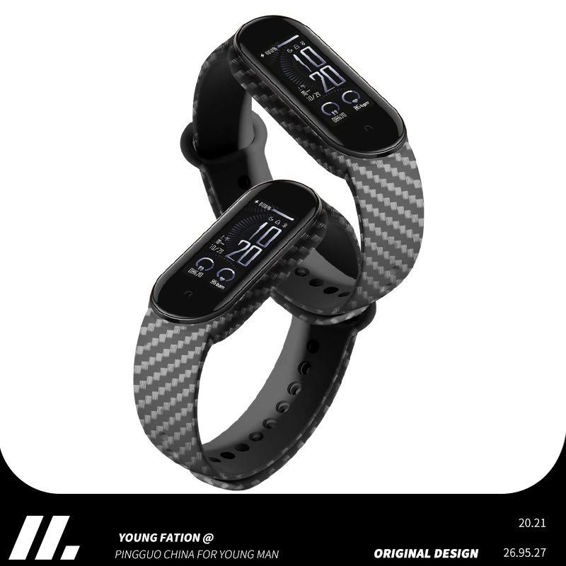 Strap For Xiao Mi Band 3/4/5/6/7 Luxury Replacement Straps on Miband6 5 7 Mi Band 3 4 Wriststrap Carbon Fiber Watch Belt Bracelet for Xiaomi Band 7 6 5 TPU Belt