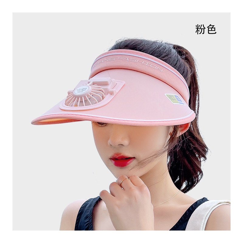 Musim Panas sun visor hat fan cooling hat anti-ultraviolet hat Topi Matahari Dengan Kipas USB charging cool ladies hat big brim outdoor sun protection empty top sun hat anti-ultraviolet Topi Matahari s