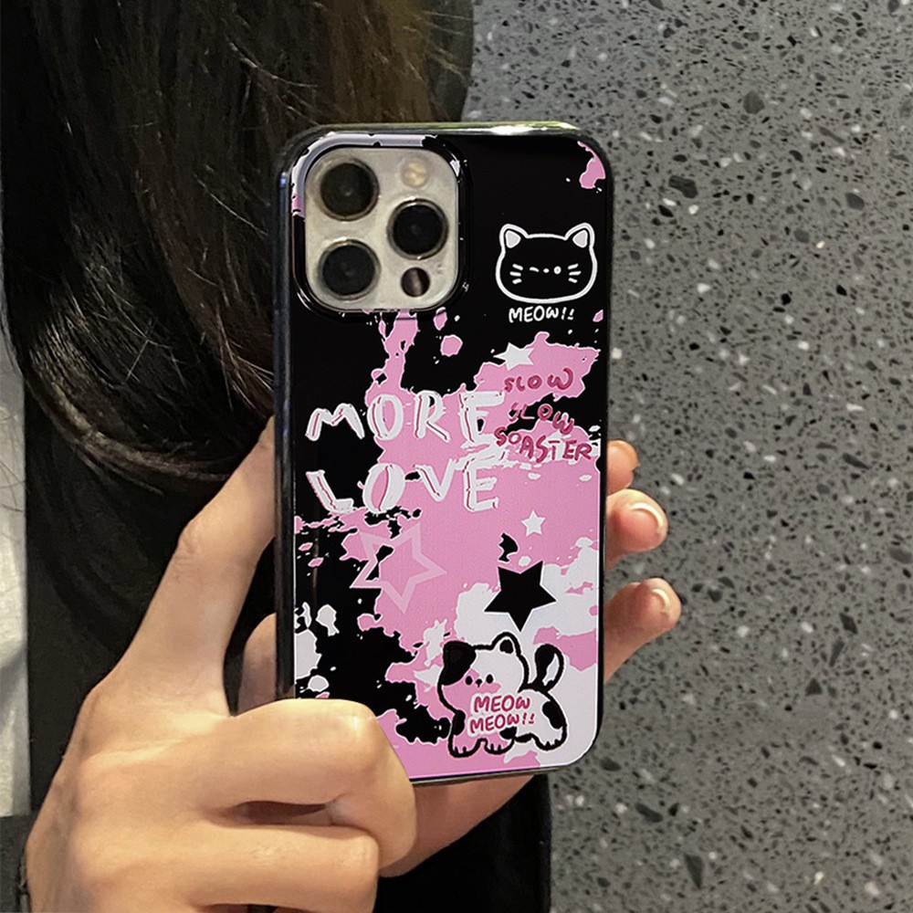 IPHONE Malam Gelap Ungu Halo Dyeing Doodle Phone Case Lembut TPU Cover Pelindung Untuk Iphone7 8 PLUS X XR XS 11 12 13 14 MINI PRO MAX SE 2020