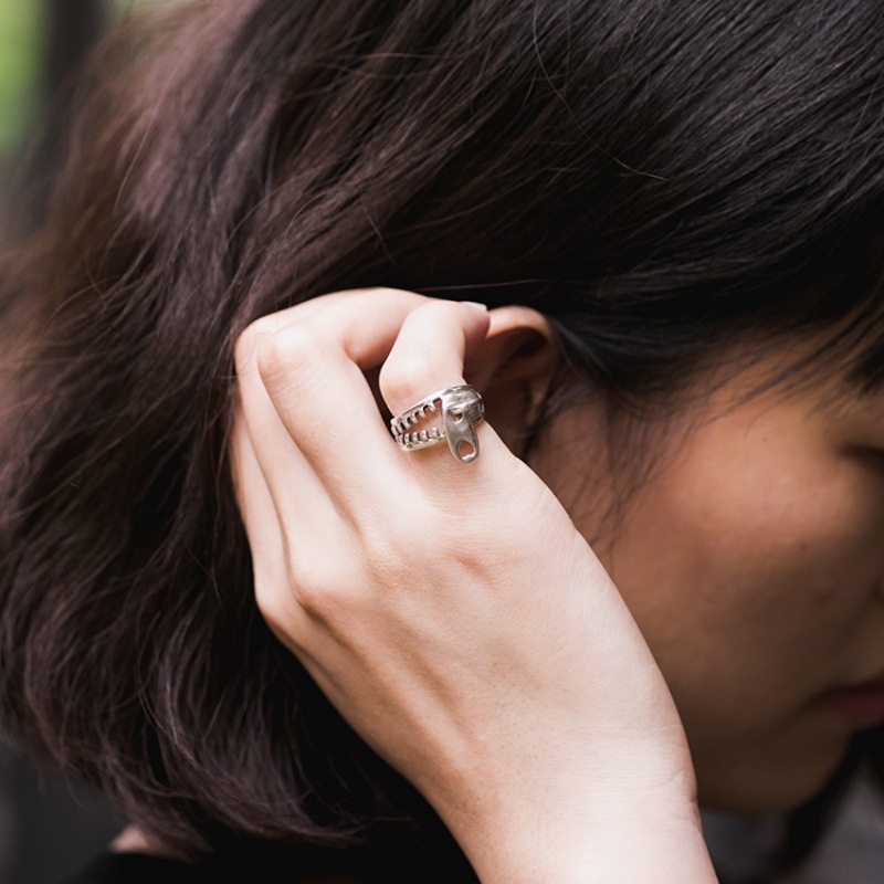 Kreatif Zip-ip Cincin Untuk Wanita Pria Vintage Antik Perak Ritsleting Rings Unisex Perhiasan Aksesoris Sehari-Hari Memakai