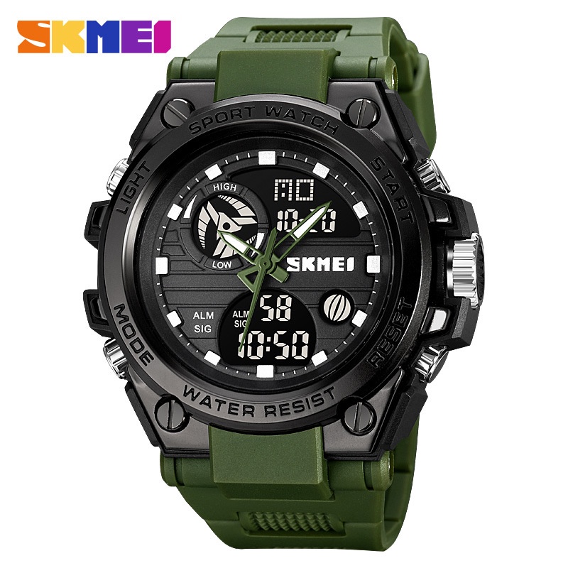 SKMEI 2031 Jam Tangan Pria Digital Analog Sport Watch Anti Air 5 Bar MGOS-Green Army