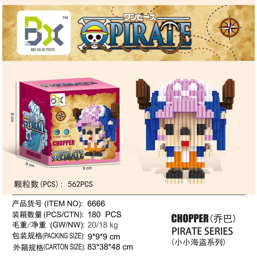 Mainan Blok Bangunan One piece Luffy Mini Lego Kartun Blok model Zoro anime figure Edukasi DIY toy