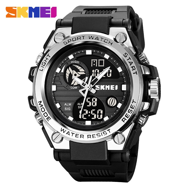 SKMEI 2031 Jam Tangan Pria Digital Analog Sport Watch Anti Air 5 Bar MGOS-Hitam Silver