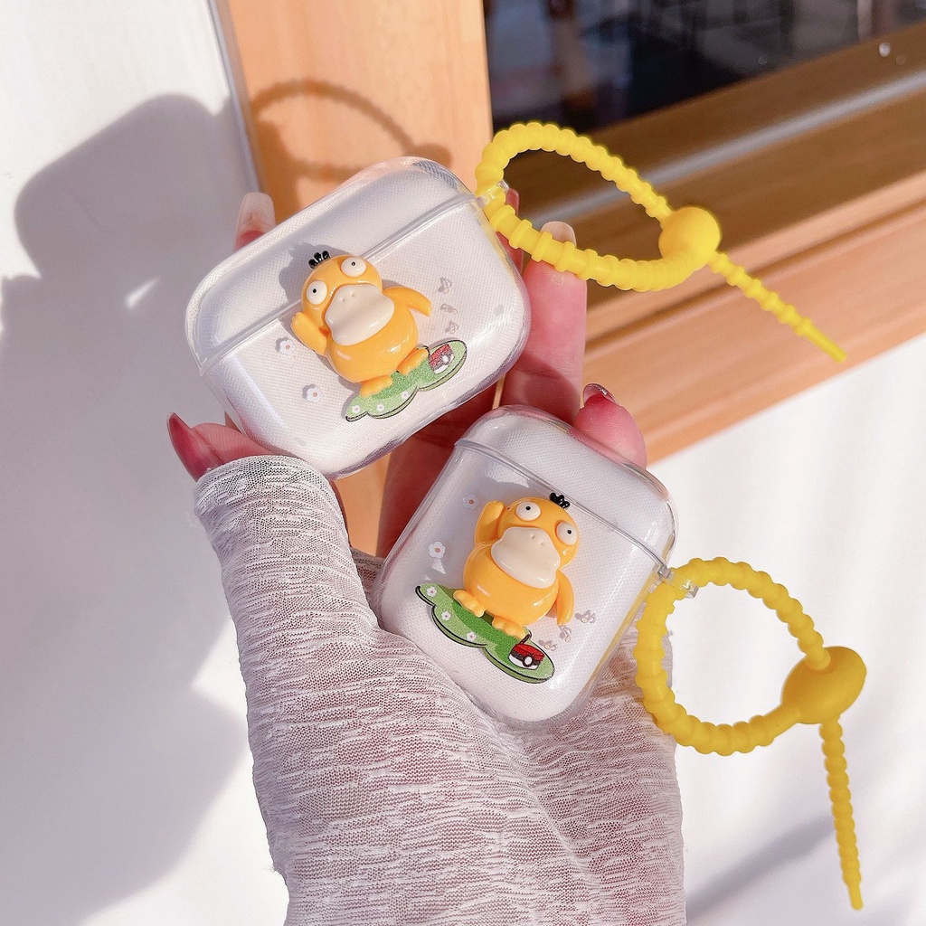 3d Kartun Bebek Transparan TPU Bluetooth Earphone TWS Soft Case Cover Untuk Airpods 1 2 3 PRO Airpods3